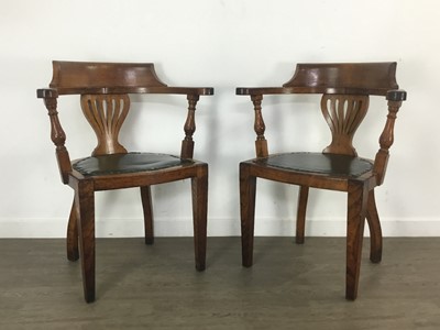 Lot 79 - PAIR OF VICTORIAN OAK TUB CHAIRS