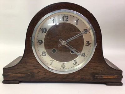 Lot 114 - TWO OAK MANTEL CLOCKS