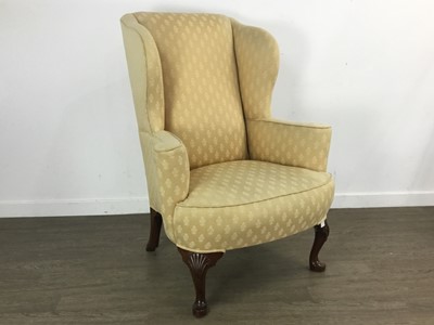 Lot 271 - UPHOLSTERED WINGBACK ARMCHAIR