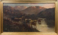 Lot 95 - A LEWIS, HIGHLAND CATTLE oil on canvas, signed...