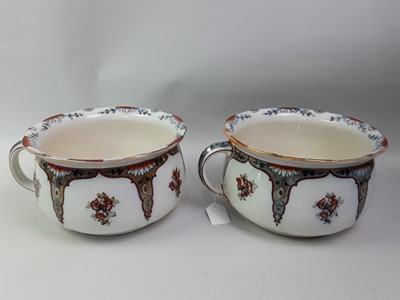 Lot 275 - PAIR OF VICTORIAN ROYAL DOULTON CHAMBER POTS