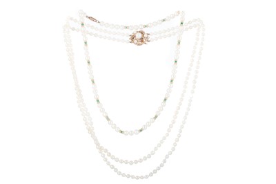 Lot 407 - THREE PEARL NECKLACES