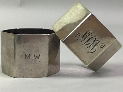 Lot 225 - FOUR SILVER NAPKIN RINGS