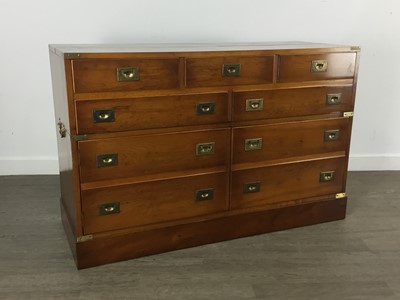 Lot 284 - YEW WOOD CAMPAIGN STYLE CHEST