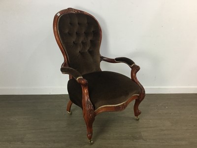 Lot 305 - VICTORIAN BALLOON BACK ARMCHAIR