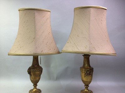 Lot 281 - PAIR OF GILDED RESIN TABLE LAMPS