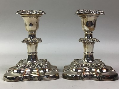 Lot 324 - PAIR OF SILVER PLATED TABLE CANDLESTICKS