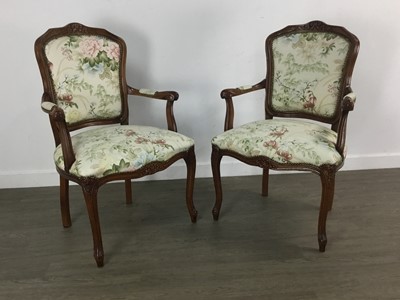 Lot 186 - PAIR OF FRENCH STYLE ARMCHAIRS