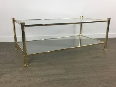 Lot 193 - BRASS AND GLASS COFFEE TABLE