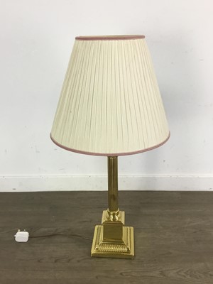 Lot 235 - TWO PAIRS OF BRASS COLUMN TABLE LAMPS