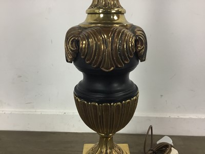 Lot 241 - BRASS AND BLACK TABLE LAMP