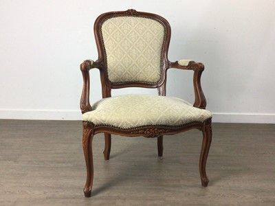 Lot 243 - FRENCH STYLE ELBOW CHAIR