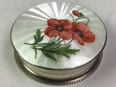 Lot 356 - SILVER AND ENAMEL PILL BOX