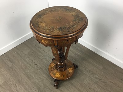 Lot 256A - VICTORIAN WALNUT CIRCULAR SEWING TABLE