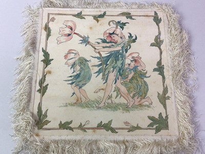 Lot 345 - SET OF SIX PAINTED PANLES ON SILK