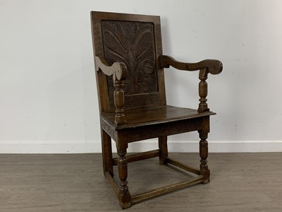 Lot 458 - OAK HALL ARMCHAIR