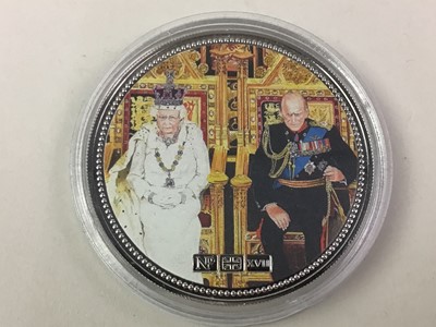 Lot 490 - QUEEN'S PLATINUM WEDDING ANNIVERSARY COMMEMORATIVE COIN COLLECTION