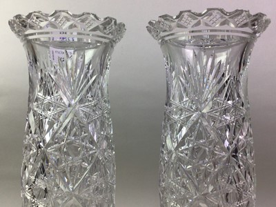 Lot 525 - PAIR OF CRYSTAL VASES