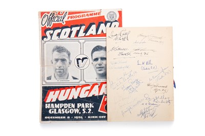 Lot 1648 - SCOTLAND VS. HUNGARY, SIGNED DINNER MENU