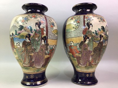 Lot 587 - PAIR OF JAPANESE SATSUMA VASES