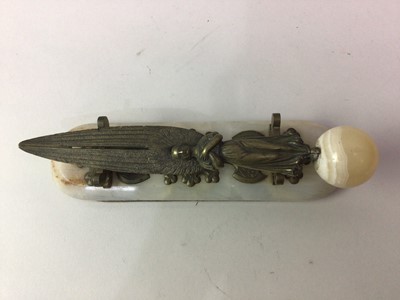 Lot 578 - BRASS AND ONYX LETTER OPENER