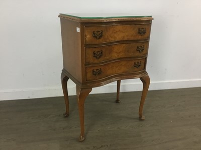 Lot 660 - REPRODUCTION WALNUT THREE DRAWER CHEST