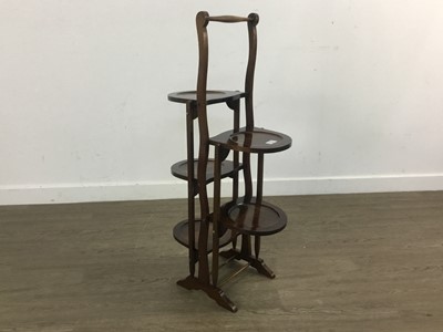 Lot 661 - MAHOGANY TWIN FOLDING CAKE STAND