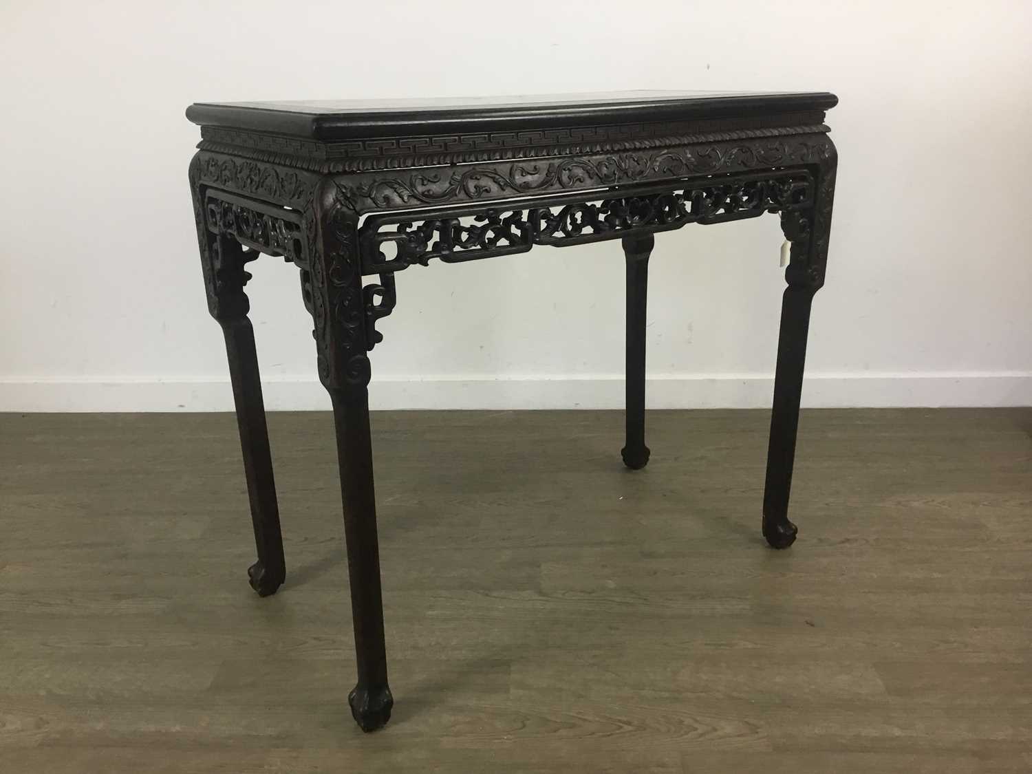 Lot 1135 - CHINESE CARVED PADOUK ALTAR TABLE