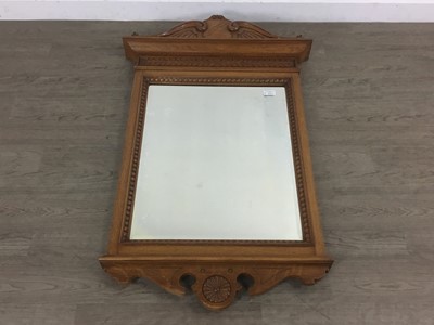 Lot 671 - CARVED OAK WALL MIRROR