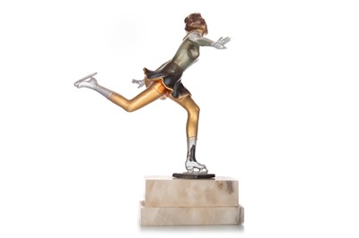 Lot 393 - IN THE MANNER OF JOSEF LORENZL, ART DECO COLD PAINTED BRONZE FIGURE OF AN ICE SKATER