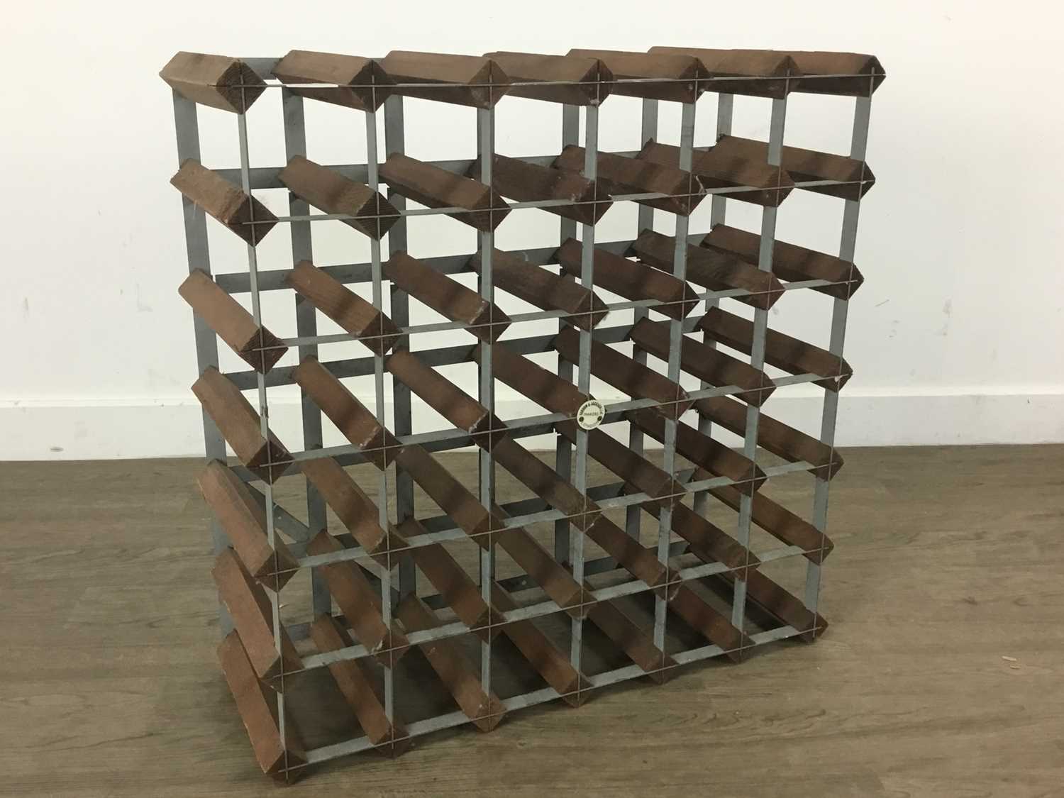 Lot 727 METAL AND WOOD WINE RACK,