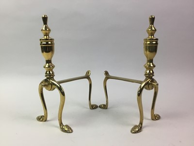 Lot 728 - SET OF BRASS FIRE DOGS 