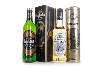 Lot 140 - GLENFIDDICH CLAN MONTGOMERIE AND GLEN GRANT 1987 5 YEAR OLD