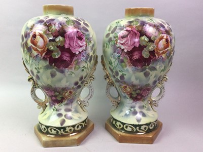 Lot 65 - PAIR OF POTTERY URN VASES