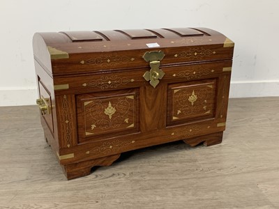 Lot 63 - TWO INDONESIAN HARDWOOD AND BRASS INLAID CHESTS