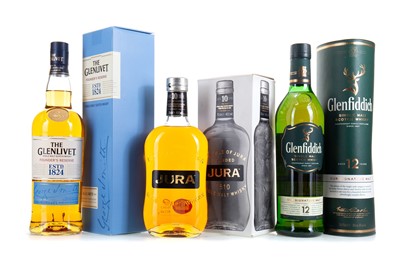Lot 25 - GLENLIVET FOUNDERS RESERVE, JURA 10 YEAR OLD AND GLENFIDDICH 12 YEAR OLD
