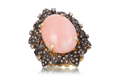 Lot 500 - PINK OPAL AND DIAMOND RING