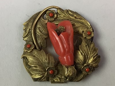 Lot 2 - GILT METAL AND CORAL BELT BUCKLE