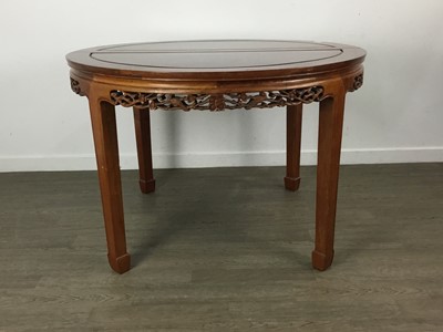 Lot 114 - CHINESE HARDWOOD DINING TABLE AND NINE CHAIRS