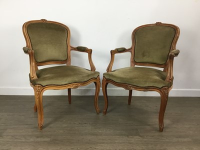 Lot 116 - PAIR OF FRENCH STYLE FAUTEUIL ARMCHAIRS