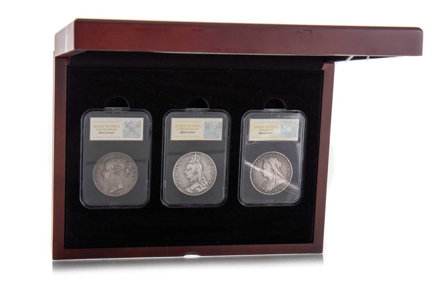 Lot 86 - THE QUEEN VICTORIA SILVER CROWN SET, TWO CASED SETS