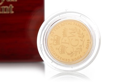 Lot 77 - THE FOUR GENERATIONS OF ROYALTY QUARTER OUNCE GOLD PROOF COIN