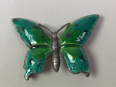 Lot 310 - SILVER AND ENAMEL BUTTERFLY BROOCH