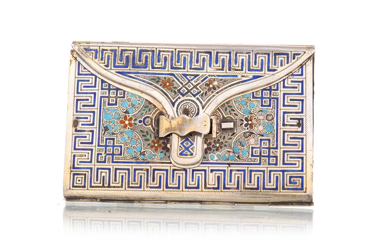 Lot 154 - FRENCH SILVER AND ENAMEL CARD CASE
