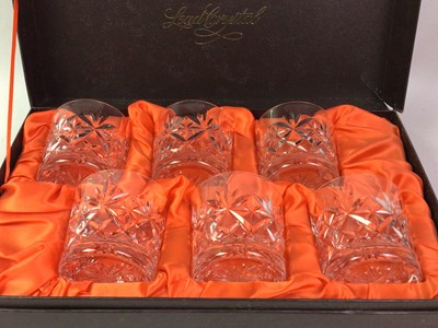 Lot 399 - BOXED SET OF SIX CRYSTAL GLASSES