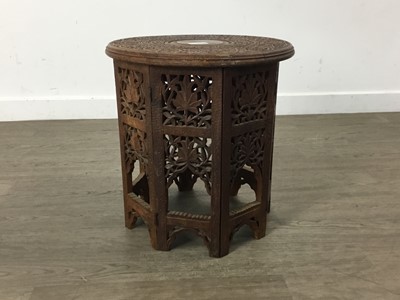 Lot 466 - INDIAN HARDWOOD CARVED OCCASIONAL TABLE