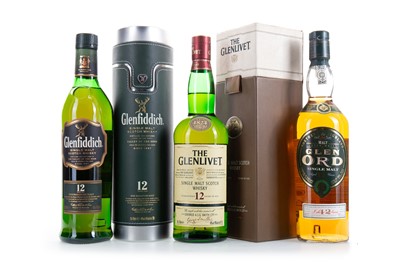 Lot 259 - GLEN ORD 12 YEAR OLD, GLENLIVET 12 YEAR OLD AND GLENFIDDICH 12 YEAR OLD