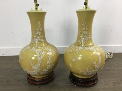 Lot 407 - PAIR OF CHINESE TABLE LAMPS