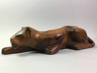 Lot 473 - CARVED WOOD MODEL OF A LIONESS