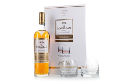 Lot 282 - MACALLAN GOLD GIFT PACK WITH 2 GLASSES
